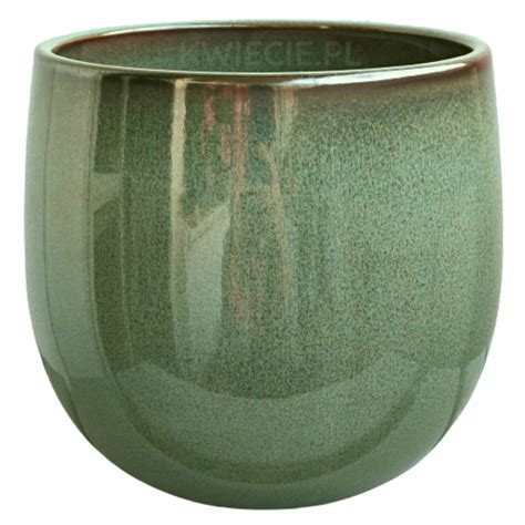 Osłonka CERAMICZNA Doniczka Kula RUSTIC GREEN 13cm Akita 13 2x13 2x11