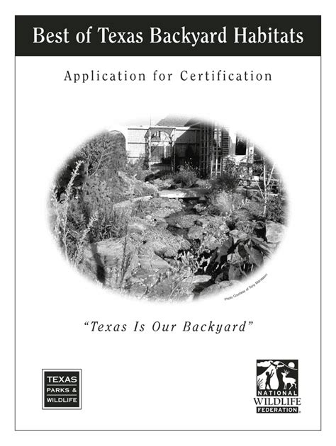 Fillable Online Tpwd State Tx Texas Backyard Habits Application For