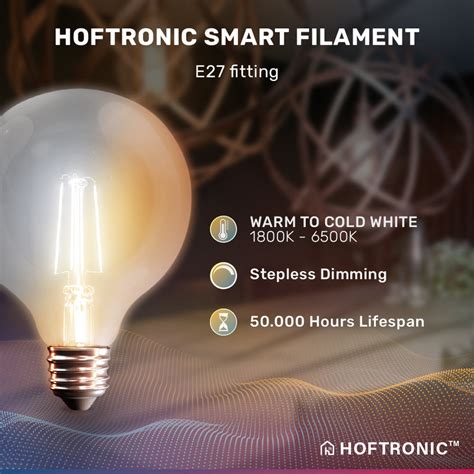 3x Smart E27 Led Filament Lamp G125 Wifi And Bluetooth 806lm 7 W