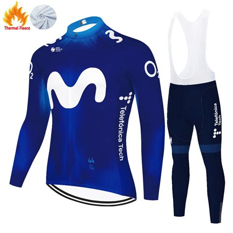 Movistar Cycling Clothing Men Winter Long Sleeve Cycling Jersey