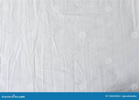 White Fabric Texture Background Wrinkled Crumpled Fabric Top View Of