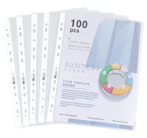 100 Pochettes Perforée Perforées A4 160 Microns Qualité Transparent