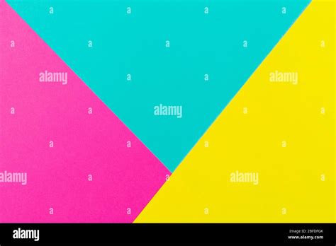 Abstract blue cyan pink and yellow color paper geometry composition ...