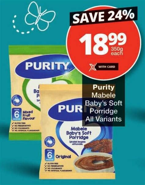 Purity Mabele Babys Soft Porridge All Variants Offer At Checkers