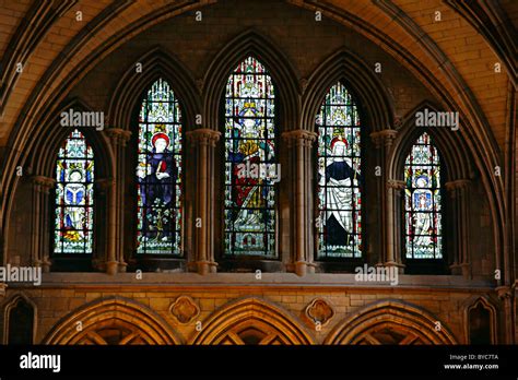 St Patricks Cathedral Stained Glass Window Dublin Ireland Stock Photo