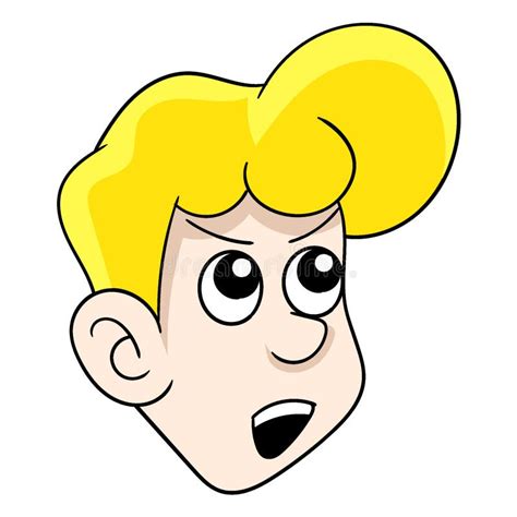 Angry Face Blonde Haired Male Head Illustration Stock Vector