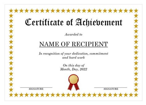 Certificate Of Achievement Template Microsoft Word Digital