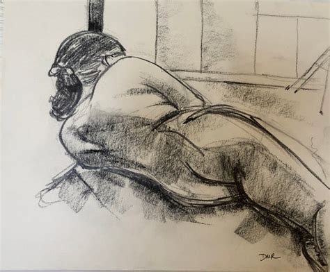 Original Figure Drawing Reclining Nude Rear View Female Etsy
