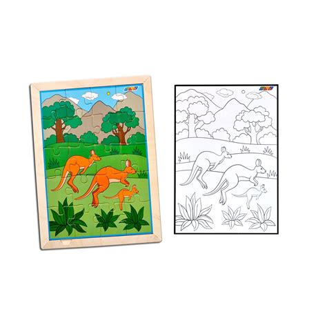 Kangaroo Family Jigsaw Puzzle with Colouring Sheet - Hands to Mind