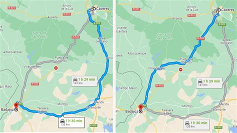 Carreteras Extremadura Las dos opciones para viajar de Cáceres a Badajoz