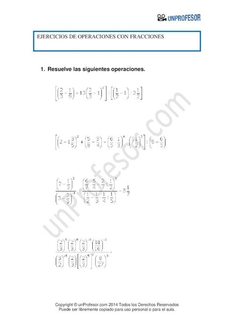 Pdf Ejercicios De Operaciones Con Fracciones Pdf Fileejercicios De