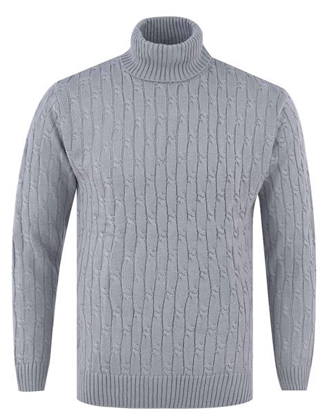 Grey High Neck Sweater For Men