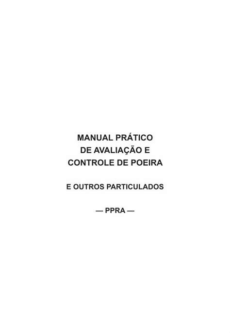 Pdf Manual Pr Tico De Avalia O E Controle De Poeira E Outros