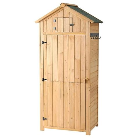 B BULYAXIA Outdoor Storage Shed - Wood Garden Storage Cabinet - Waterproof Tool Storage Cabinet ...