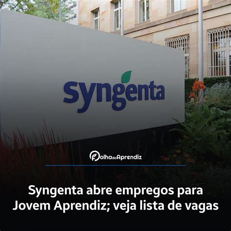 Syngenta Abre Empregos Para Jovem Aprendiz Veja Lista De Vagas Folha