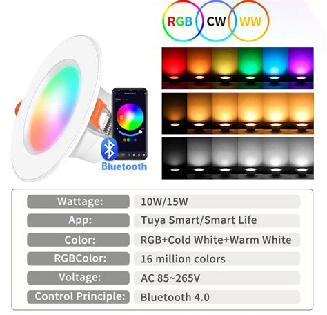 Tuya Smart Downlight Bluetooth Colorfull LED Lamp Bulb Recessed Round