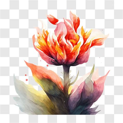 Télécharger Peinture aquarelle vibrante d une fleur orange PNG En Ligne