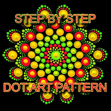 The Words Step By Step Dot Art Pattern On A Black Background