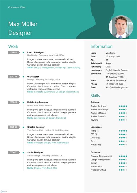 Swiss Style Resume Template Editable Downloadable Cv Word