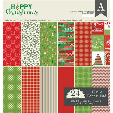 Authentique Double Sided Cardstock Pad 12x12 24 Pkg Happy Christmas