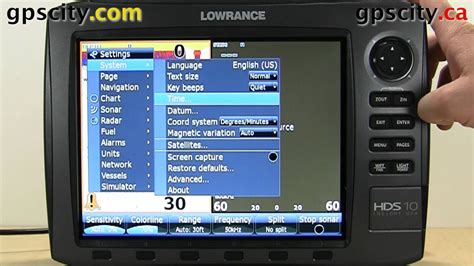 System Settings Menu On The Lowrance Hds Generation Series With Gps