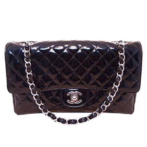 Chanel Black Patent Leather Classic Flap Shoulder Bag At 1stdibs