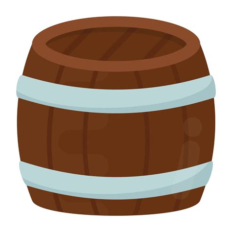 A wooden drum with white steel strips on both side, icon for barrel ...