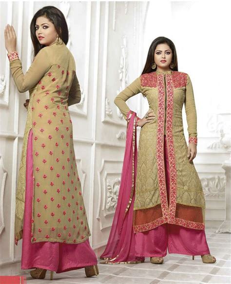 Drashti Dhami Beige Georgette Palazzo Suit