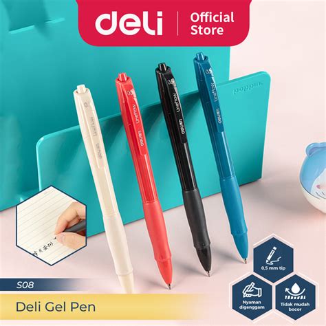 Jual Deli Gel Pen Pulpen Gel Retractable Pen Cetek Mm Tinta Hitam