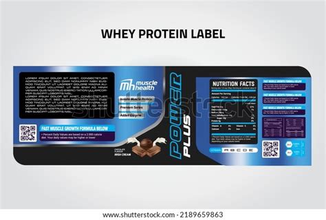 Whey Protein Supplement Label Template Dietary Stock Vector Royalty Free 2189659863 Shutterstock