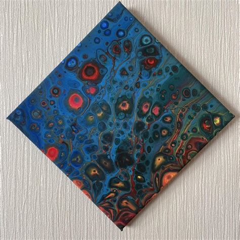 Homemade cells acrylic pour painting on canvas... - Depop