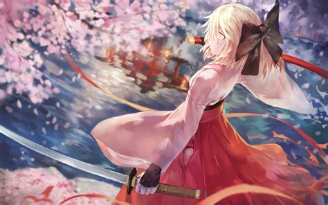 Sakura Saber Anime Girls With Swords Fate Series Anime Girls Pink Hair Fategrand Order Hd