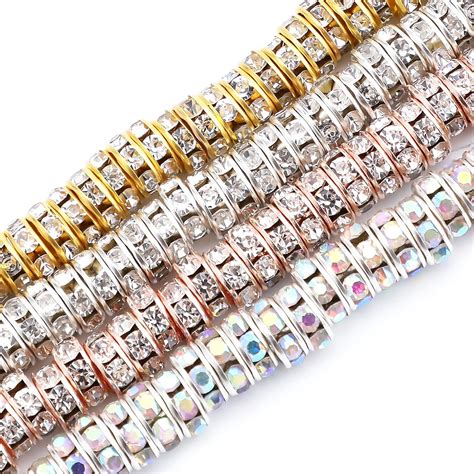 SAVITA 200 Stks 8mm Rondelle Kralen Strass Kristal Losse Ronde Spacer