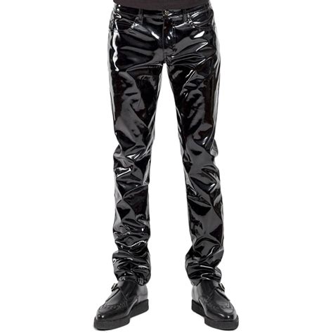 Mens Lingerie Wetlook Slim Fit Shiny Patent Pvc Leather Latex Nightclub