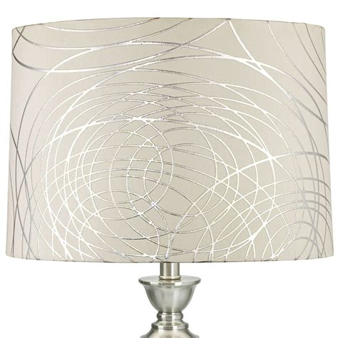 Springcrest Off White With Silver Circles Medium Drum Lamp Shade 15 Top X 16 Bottom X 11 High