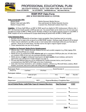 2012 2024 CIR SEIU Professional Educational Plan HSBP PEP Claim Form