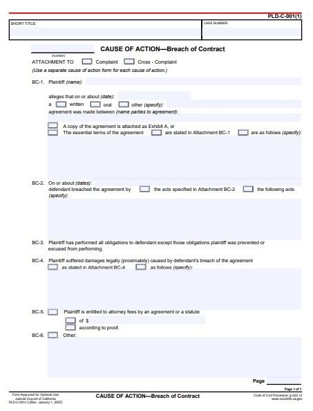 Printable Breach Of Contract Form Printable Forms Free Online