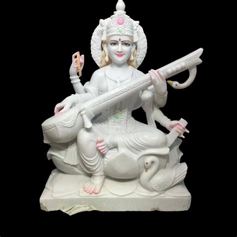 Pure White Marble Saraswati Statue For Temple Size Inch At Rs