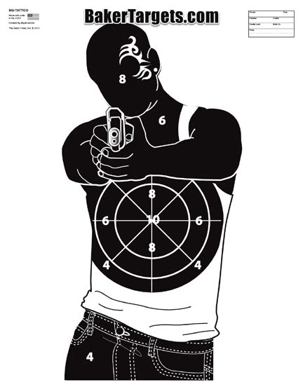 Face Tattoo Guy Silhouette Target - Baker Targets - Bad Guy Target