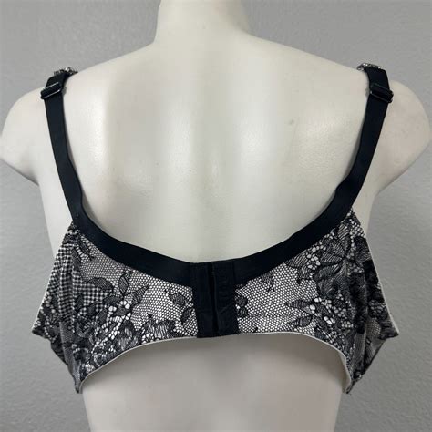 Cacique Boost Plunge Black Lace Print Underwire Bra W Gem