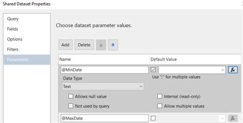 Sql Server Passing Parameters To Stored Procedures In Shared Datasets