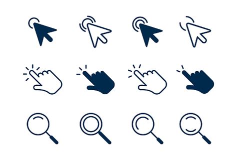 Collection Of Computer Mouse Cursors Vector Illustration Cursor Icons ...