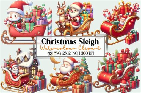 Christmas Sleigh With Gifts Clipart Graphic By LibbyWishes Creative