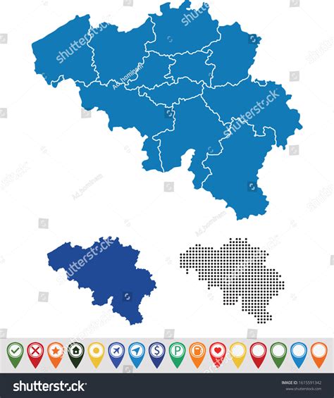 Set Outline Maps Of Belgium Royalty Free Stock Vector