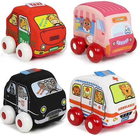 Click N Play Plush Cars Set Of 4 Soft Cars Durable Stuffed