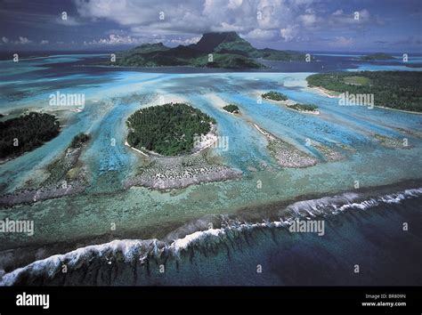 Aerial View Of Bora Bora Lagoon French Polynesia Stock Photo Alamy