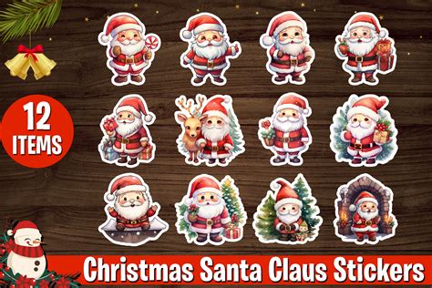 Christmas Santa Claus Stickers Bundle Graphic By Mmshopart · Creative