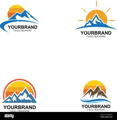 Mountain Sun Logo Design Concept Template Vector Stock Vector Image