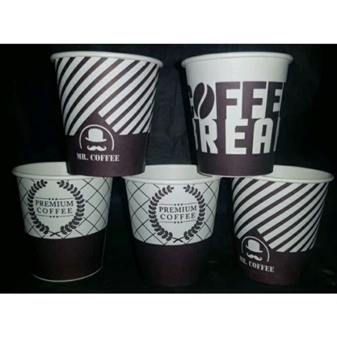 Jual Gelas Kertas Paper Cup 8 Oz Motif Cokelat Polos Isi 50 Pcs