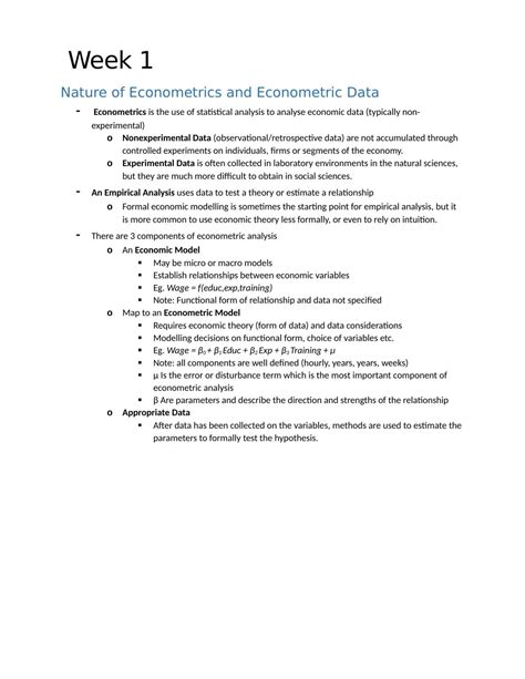 Econometrics Notes Eco545 Econometrics Uitm Thinkswap